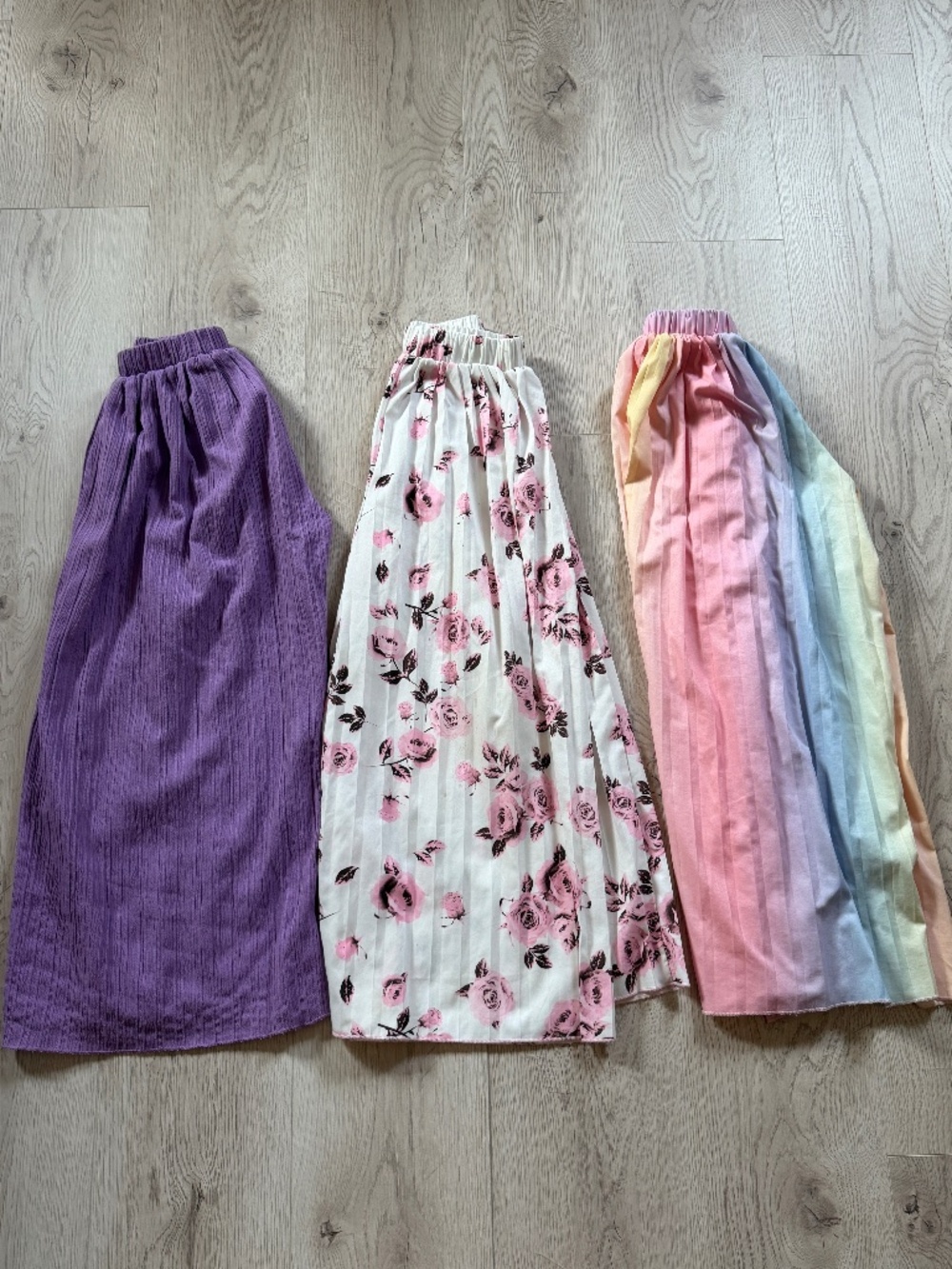 Girls' 3-Piece Plissé Pleated Wide-Leg Pants Set Sz. 8